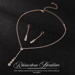 Unicra Bride Silver Bridal Necklace Earrings Set Crystal Wedding Jewelry Set Rhinestone Choker Necklace for Women and Girls (3 piece set - 2 earrings and 1 necklace) - Image 3